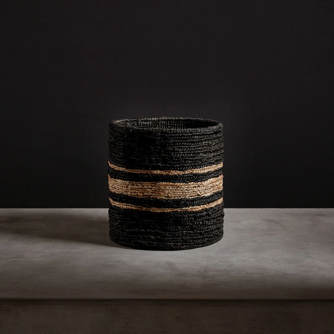 제임스펄스 Jute Basket 12 X 12 - Charcoal/Natural Stripe 상품 이미지 1