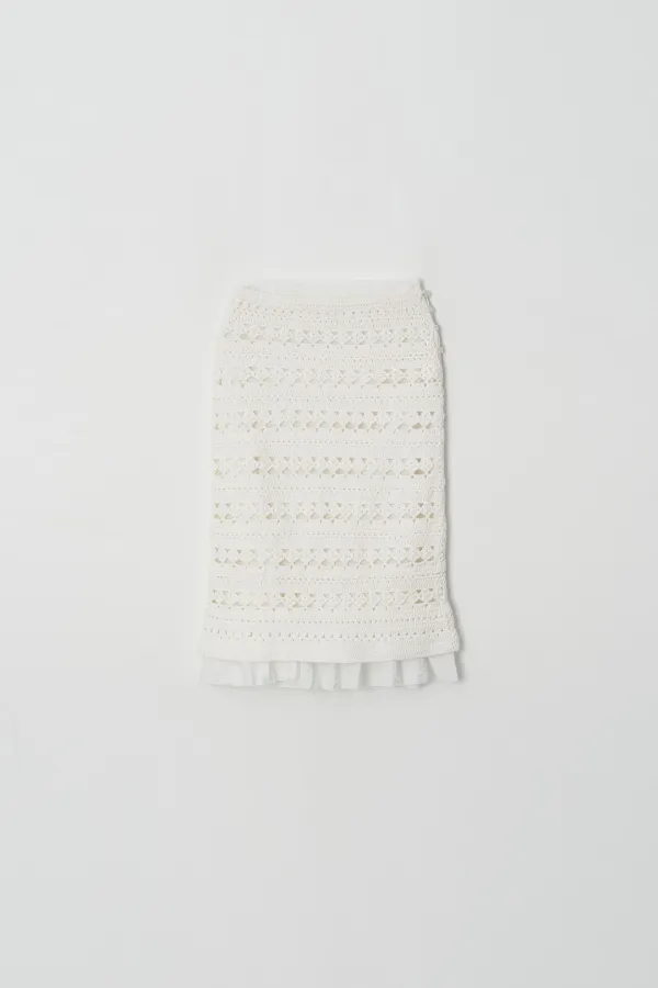 Hand-Knitted Frill Skirt (Ivory)