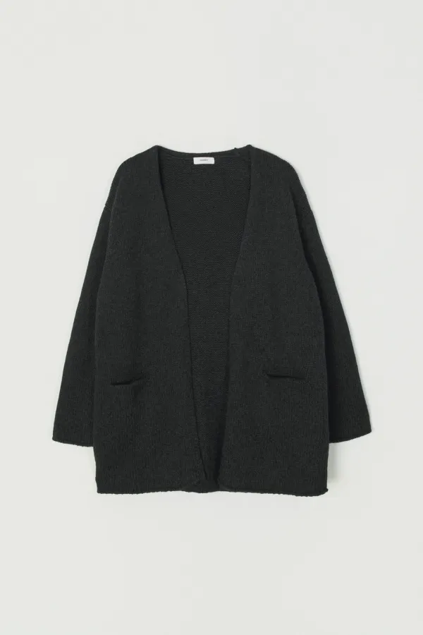 BAYEL OVERSIZED KNIT CARDIGAN_CHARCOAL