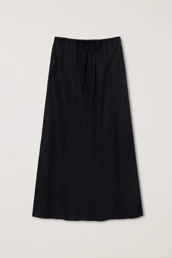 LINEN MAXI SKIRT BLACK_UDSK6B221BK