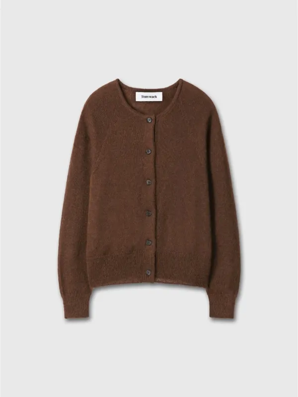 (W) MOHAIR RAGLAN CARDIGAN_ BROWN