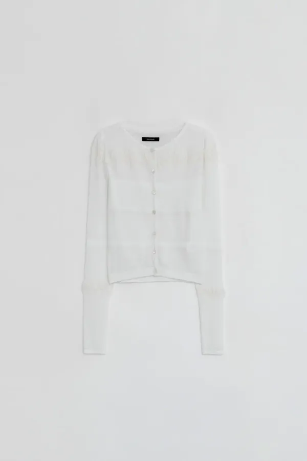 SEE THROUGH SHIRRING CARDIGAN