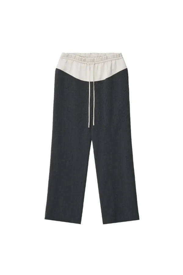 Satin layered wool trousers - Grey