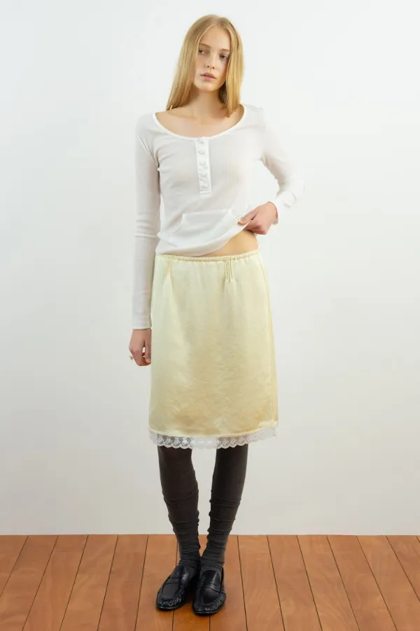 Lace Midi Skirt (Lemon Yellow)