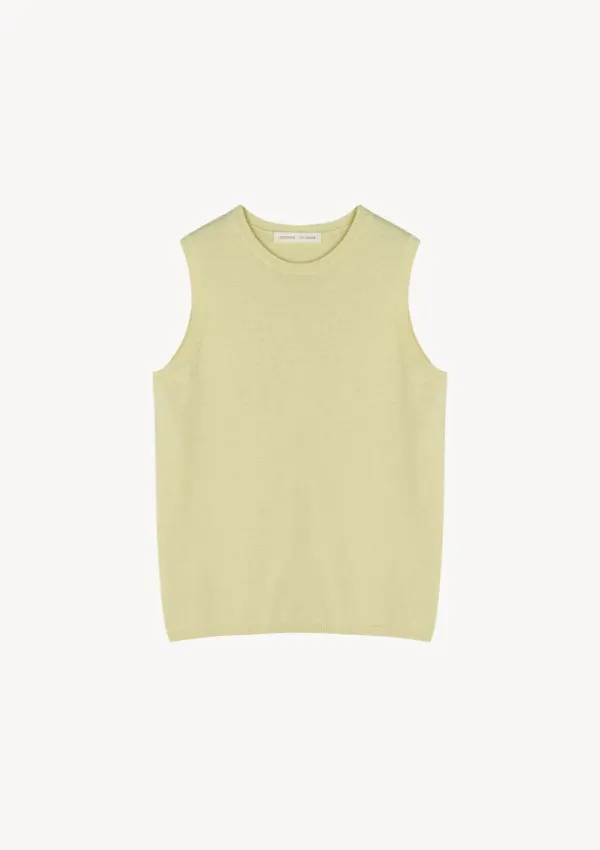 Sleeveless Cotton Knit in Light yellow