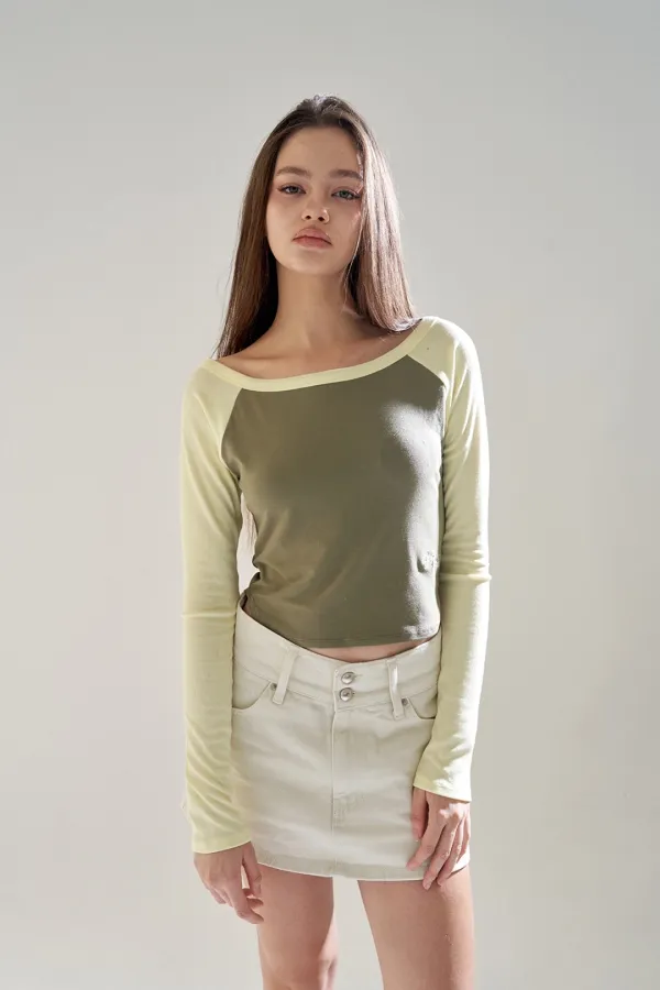 MONO COLORED RAGLAN LONG SLEEVE KHAKI
