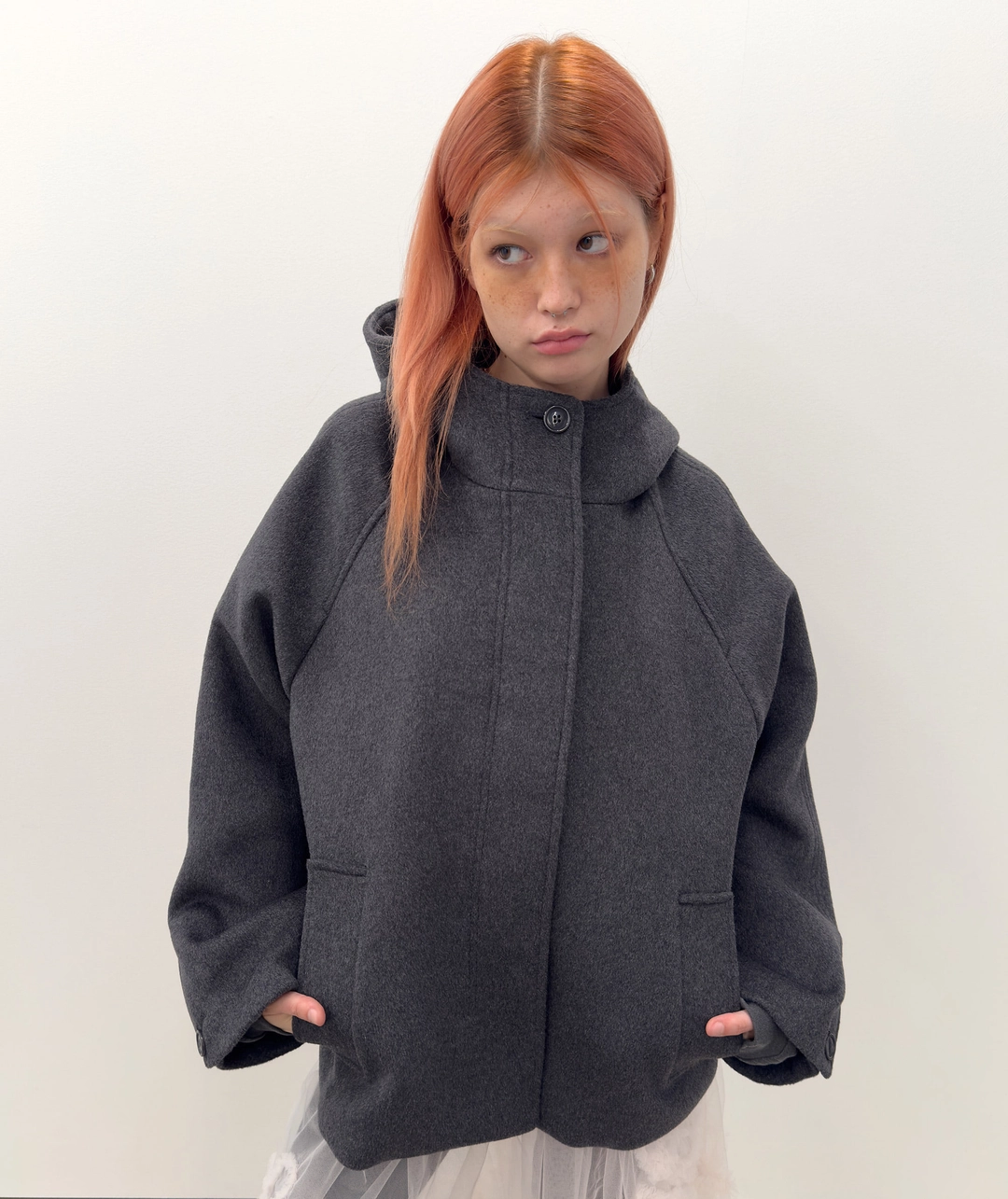 타입서비스 [3차] Hooded Half Coat [Charcoal] 상품 이미지 2