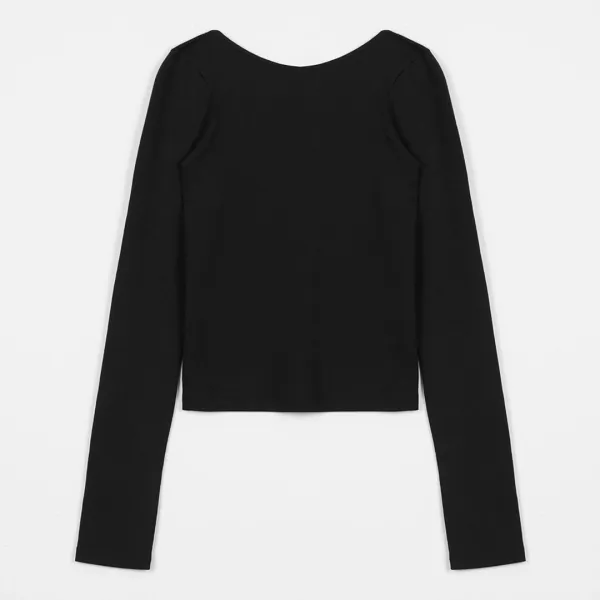 back scoop neck long sleeves (black)