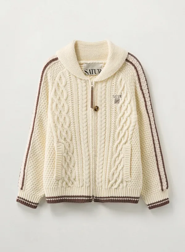 (W) Lawton Cowichan Knit Cardigan - Cream