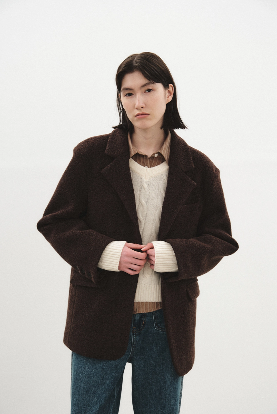브렌다 브렌든 carrie wool jacket - brown 상품 이미지 1