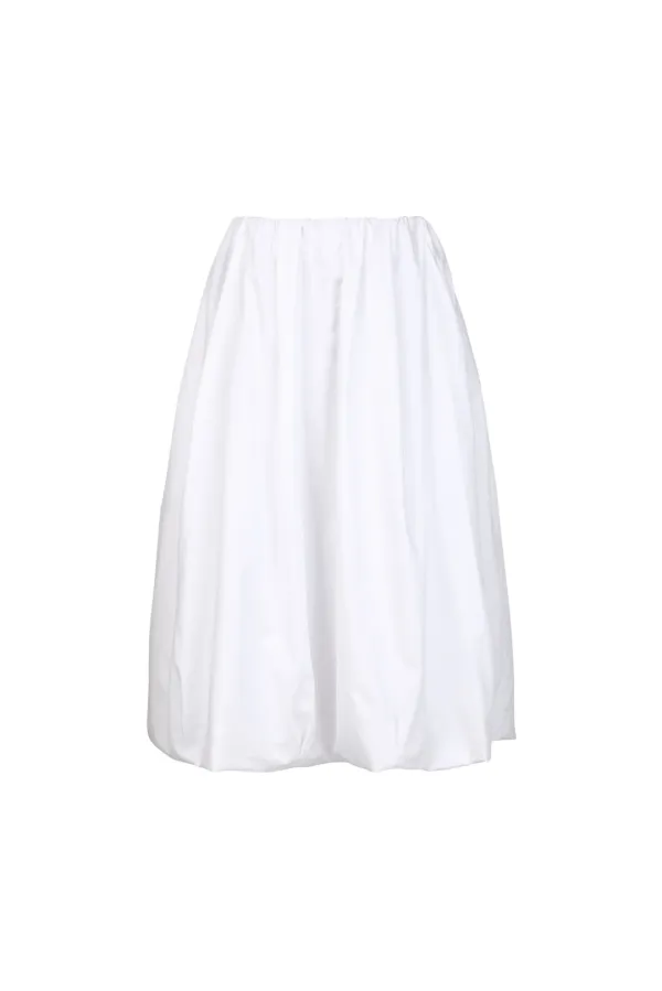 Bubble Hem Cotton Skirt, White
