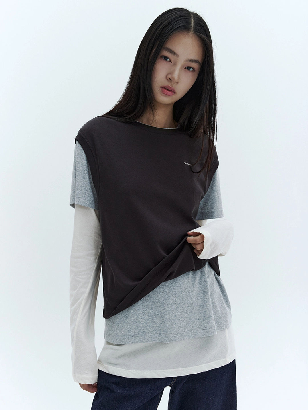 시티브리즈 레이어드 티셔츠 팩_CHARCOAL 상품 이미지 2