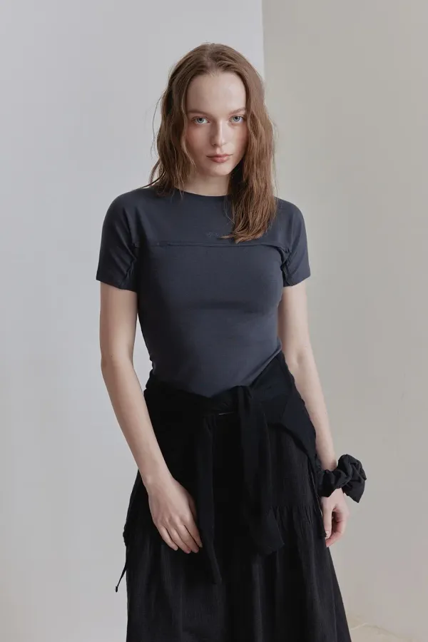 RAW CUT LINE HALF TOP (CHARCOAL)