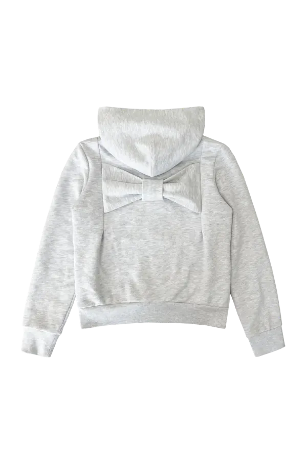 BOW HOODIE (WHITE MELANGE)