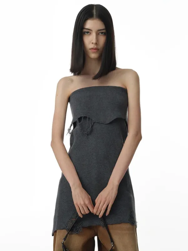 Two Way Jacquard Knit Top [Charcoal]