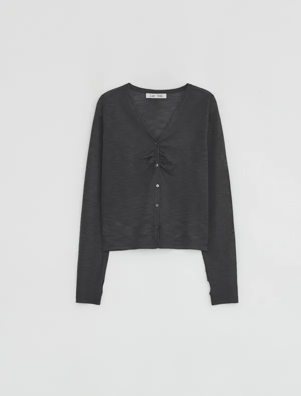 KNIT SLEEVELESS CARDIGAN SET UP [CHARCOAL]