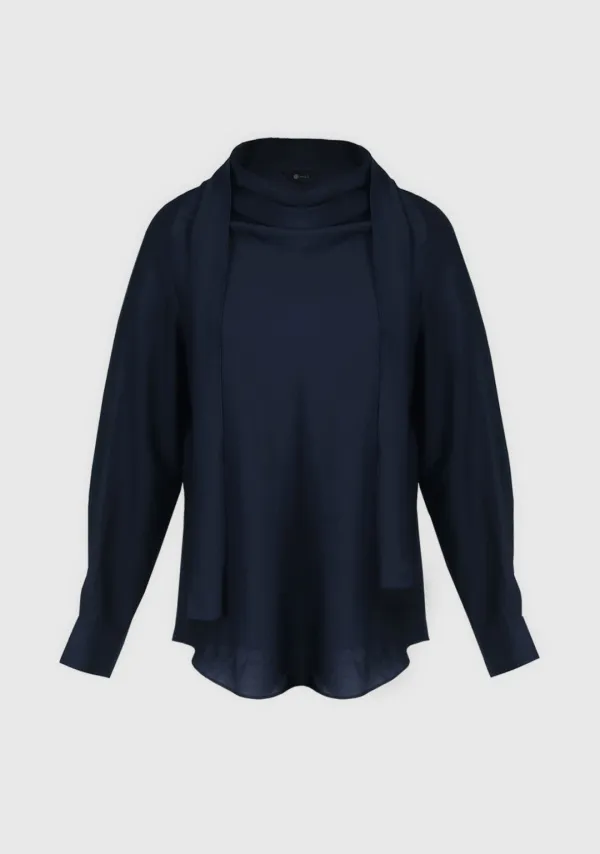 Tully Tie Blouse Navy