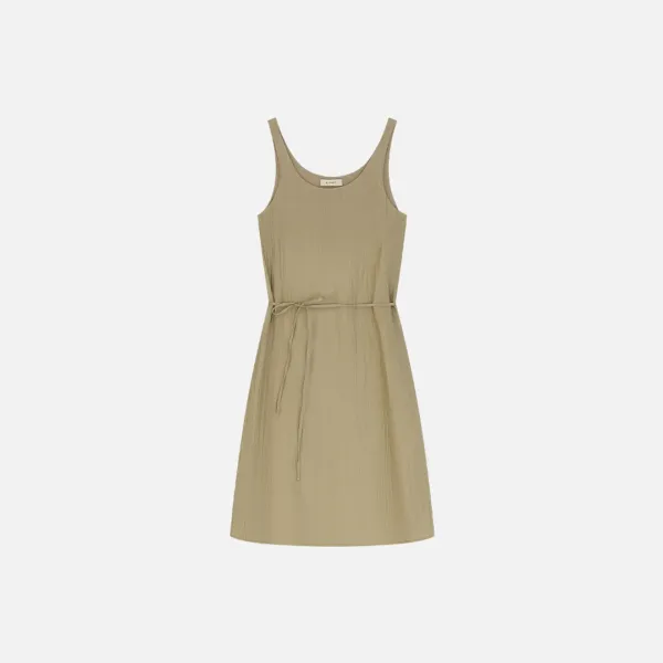 SIA8043 시스루 레이어드 링클 원피스_Olive