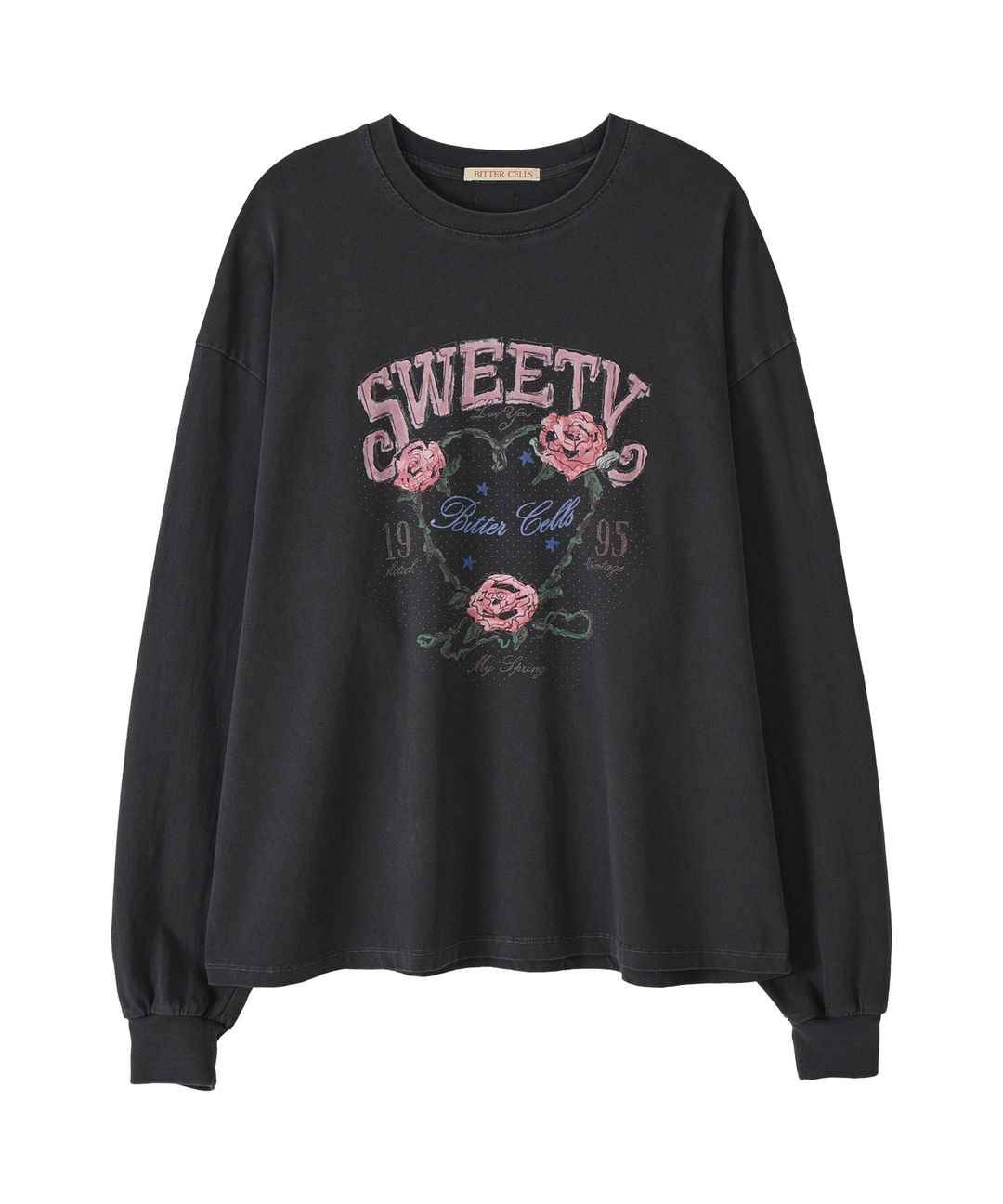 비터셀즈 Rose Petal Long Sleeve-Pigment Charcoal 상품 이미지 1