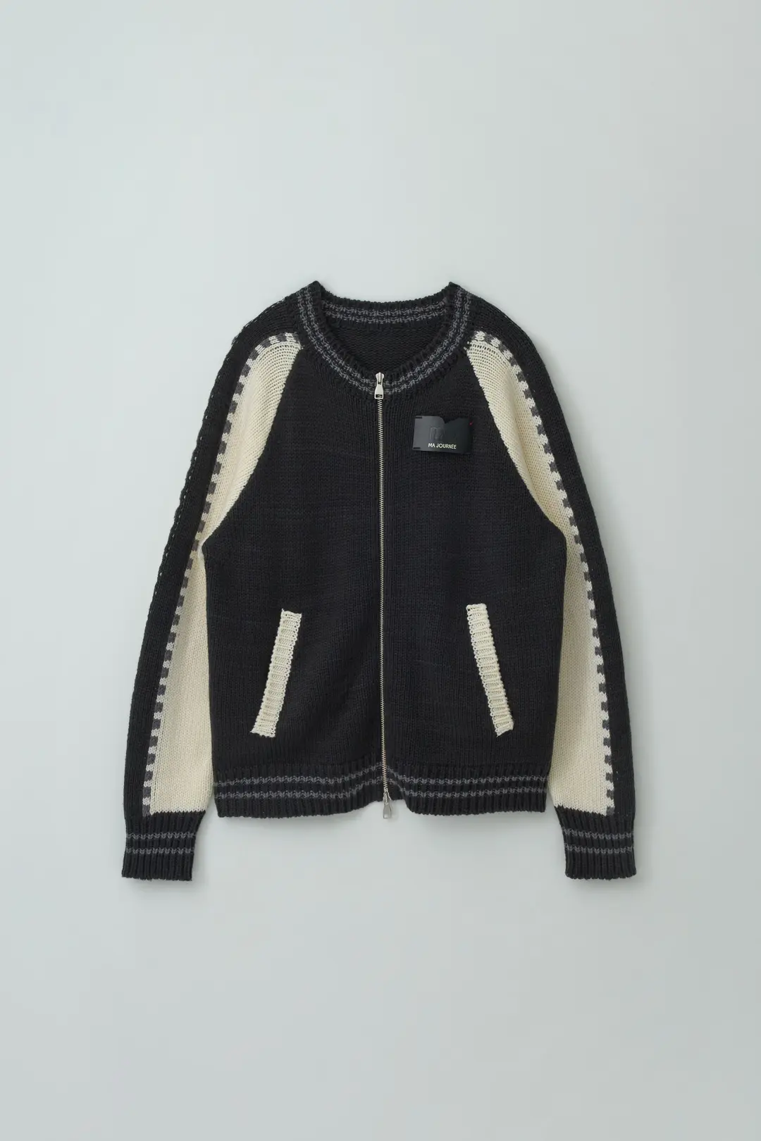 VARSITY KNIT FULL ZIP-UP_BLACK