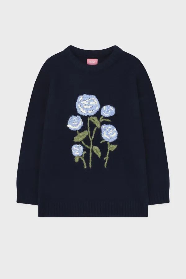 Rose Garden Pullover Knit (Navy)