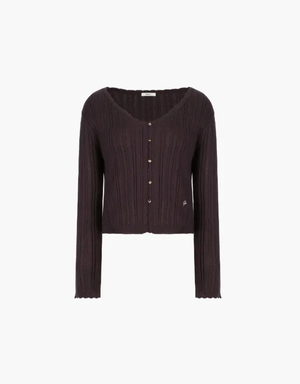 eyelet skashi cardigan - grape