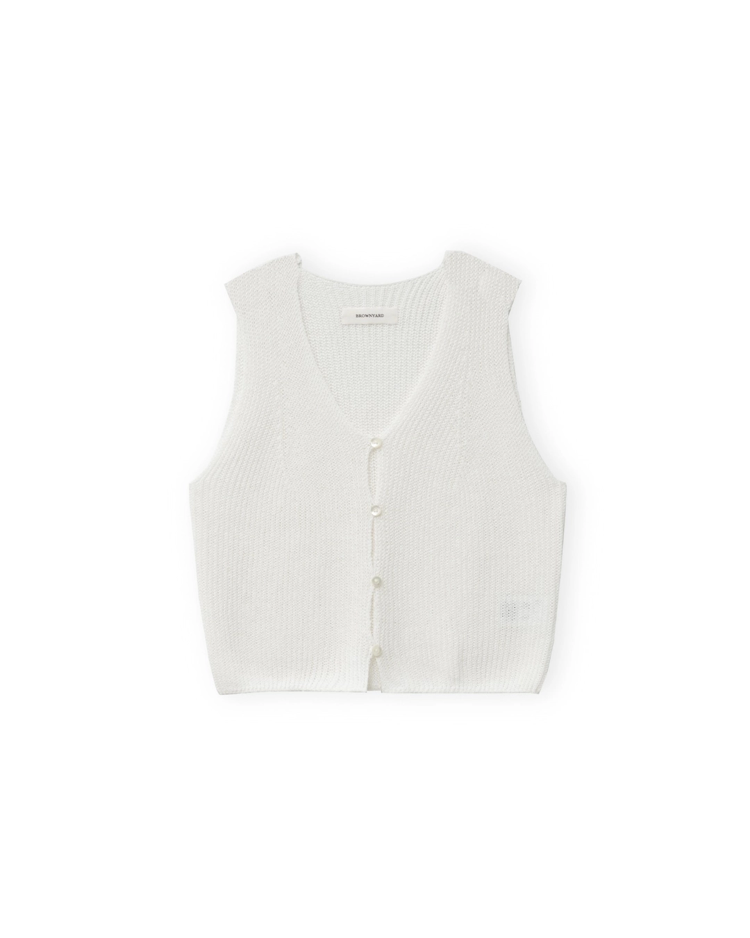 브라운야드 W Paper Cotton Knit Vest, Ivory 상품 이미지 1
