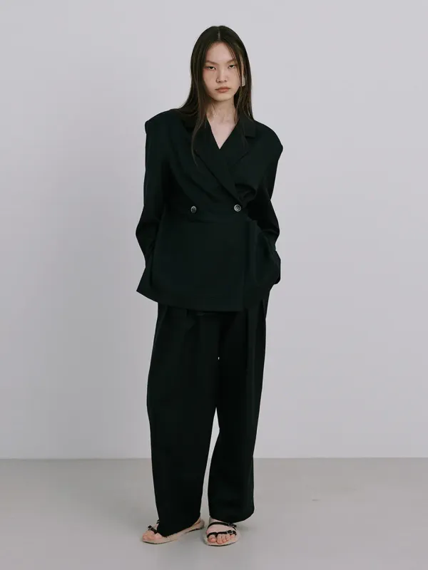 25 Wool Wide Pants_Navy