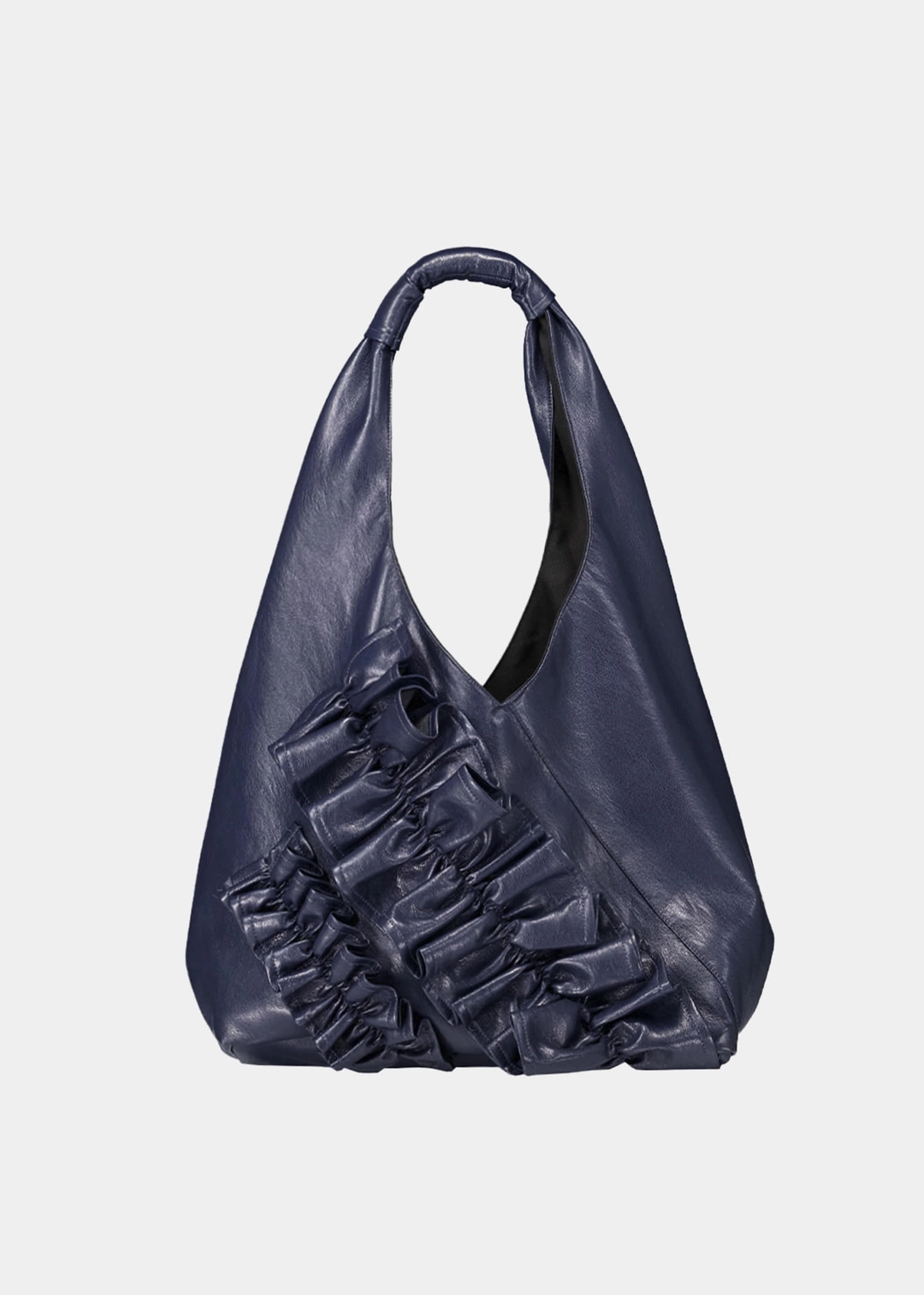 생긴 ORIGAMI RUFFLE LEATHER BAG - NAVY 상품 이미지 1