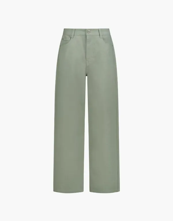 semi wide color denim pants - mint