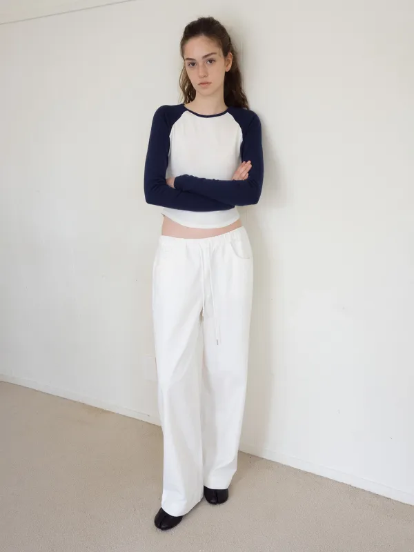 fitted raglan t-shirt (ivory - navy)