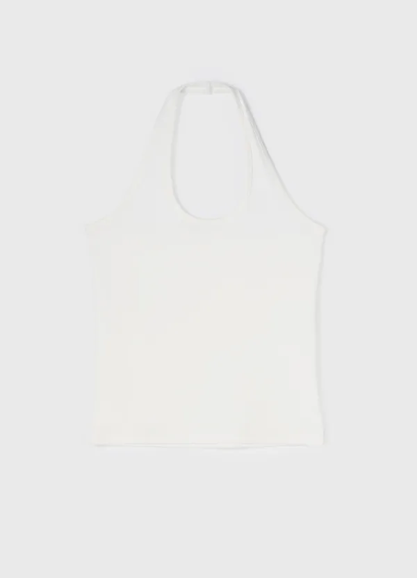Cotton Halter Neck Top / White