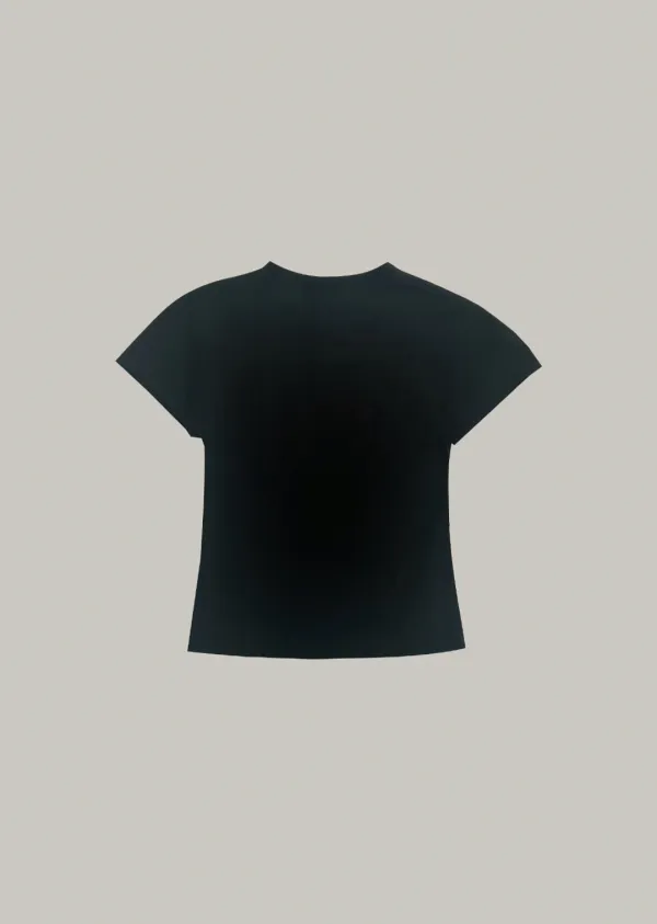 pleats half blouse and scarf (black)