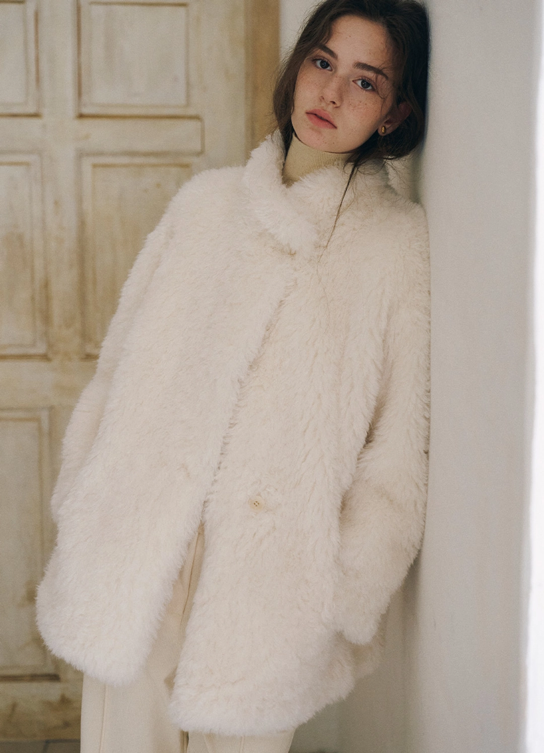 안젤로비안코 Meryl Fur Coat, IVORY 상품 이미지 2