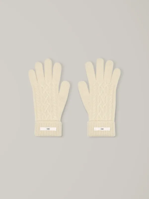 Cashmere Cable Gloves - Ivory