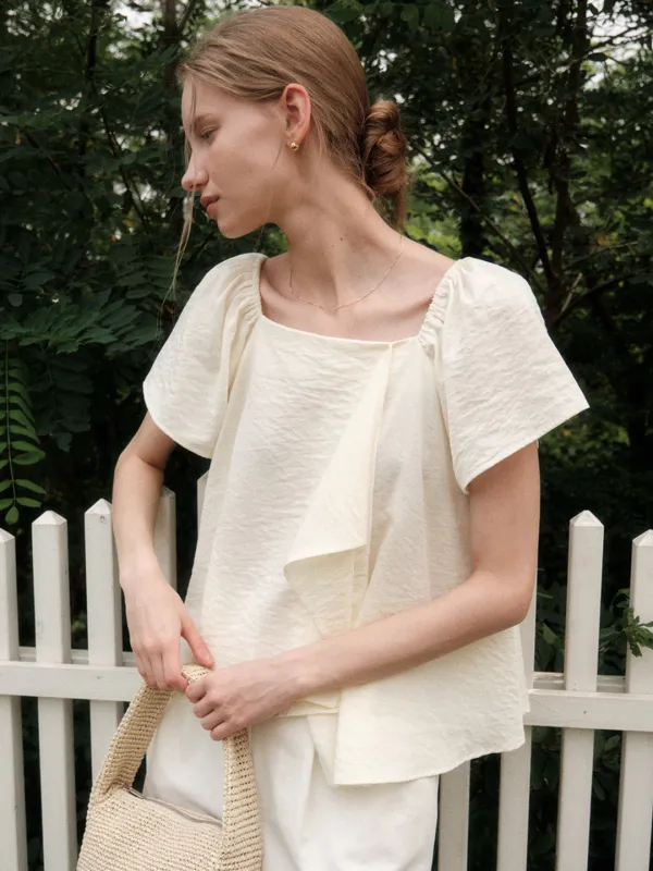 [NEW COLOR] Twist Frill Blouse_Dark Navy