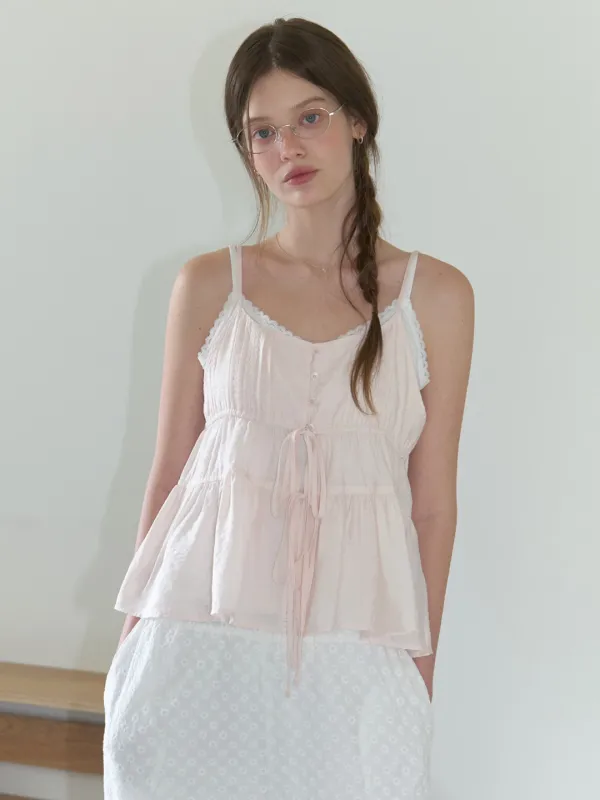 [SET] Soop layered sleeveless blouse (powder pink)+Rosa lace sleeveless (ivory)
