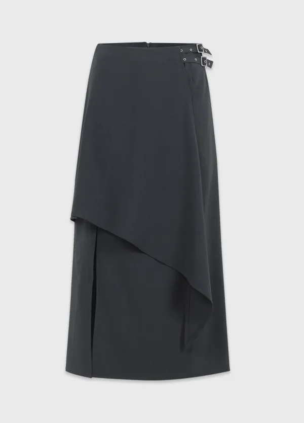 [25-36]  Elisedi Belted Layered Long Skirt  엘리즈디 벨티드 레이어드 롱 스커트 (가을-봄-하객룩-격식룩-데이트룩-출근룩-오피스룩-데일리룩-레이어드-롱스커트-포인트-유니크-페미닌-빈티지-비조-체형커버-자체제작)