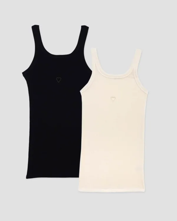 Pack - 2 Heart Tank (Black / Undyed)