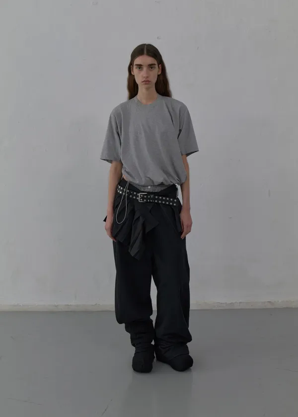 DRAWSTRING OVERSIZED T-SHIRT (MELANGE GREY)