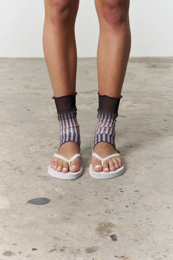 Light Stripe Mesh Leg Warmers, Short(4th Restock)
