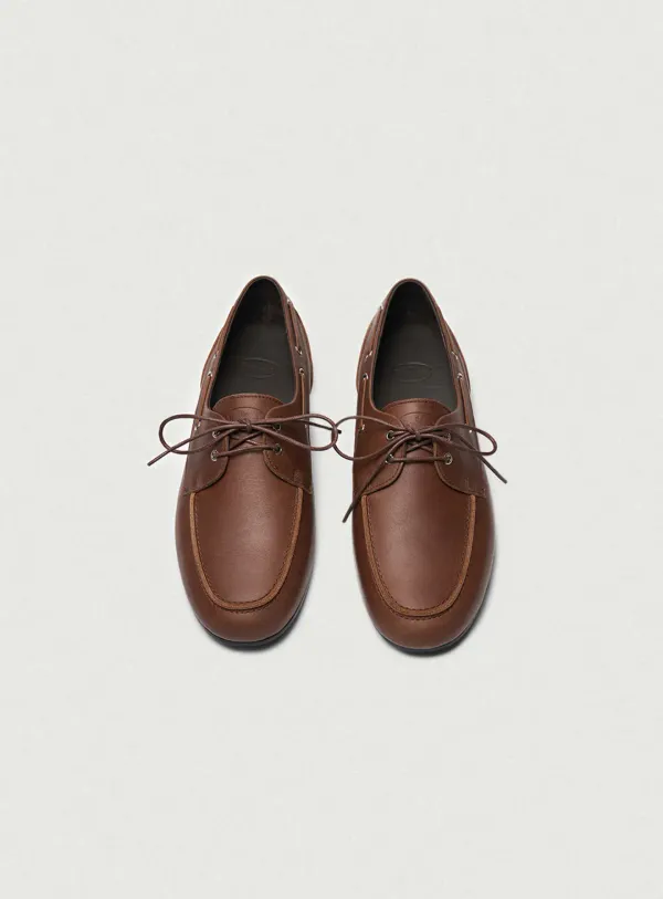 Leather Boat Loafers_Brown