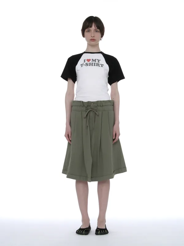 [WOMEN] FOLD-OVER WAIST MIDI SKIRT_KHAKI GREEN