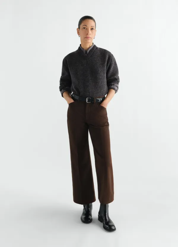 FLARED FIVE-POCKET PANTS IN HEAVY GARMENT-DYED BROKEN TWILL