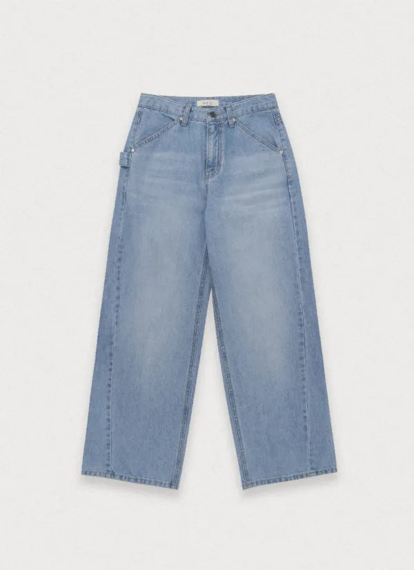 TAN OVER DENIM PANTS