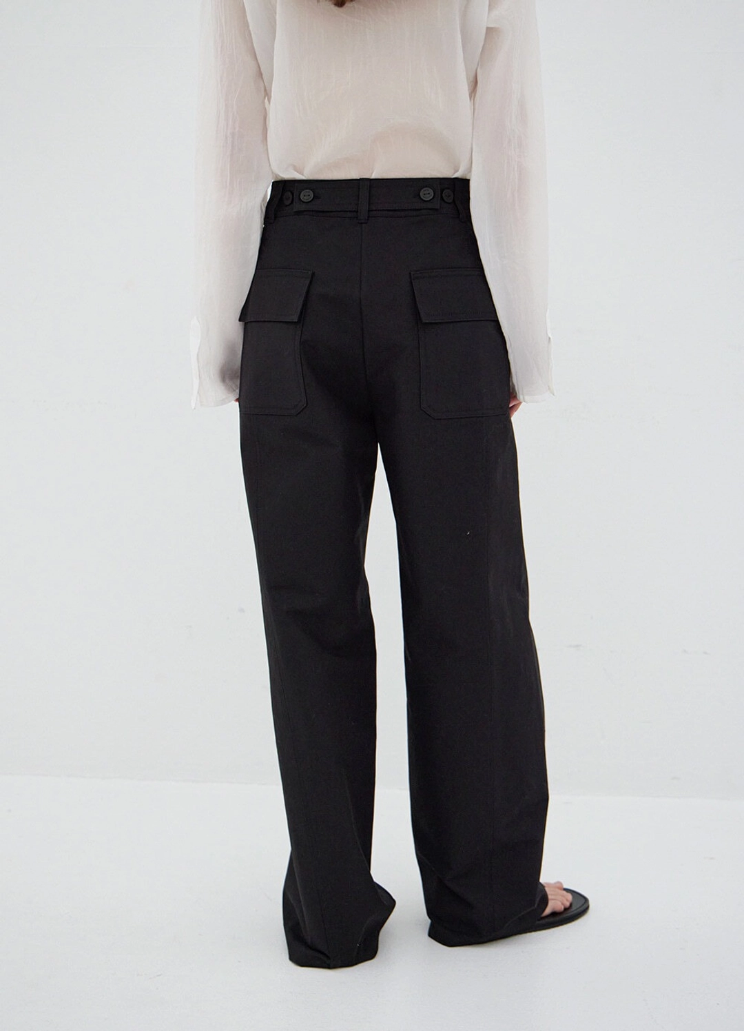 르바 French Wide Chino Pants - Black 상품 이미지 2