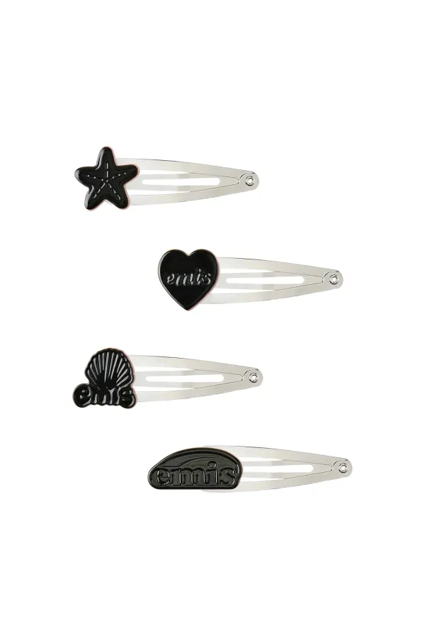 LOGO SNAP HAIR CLIP-BLACK