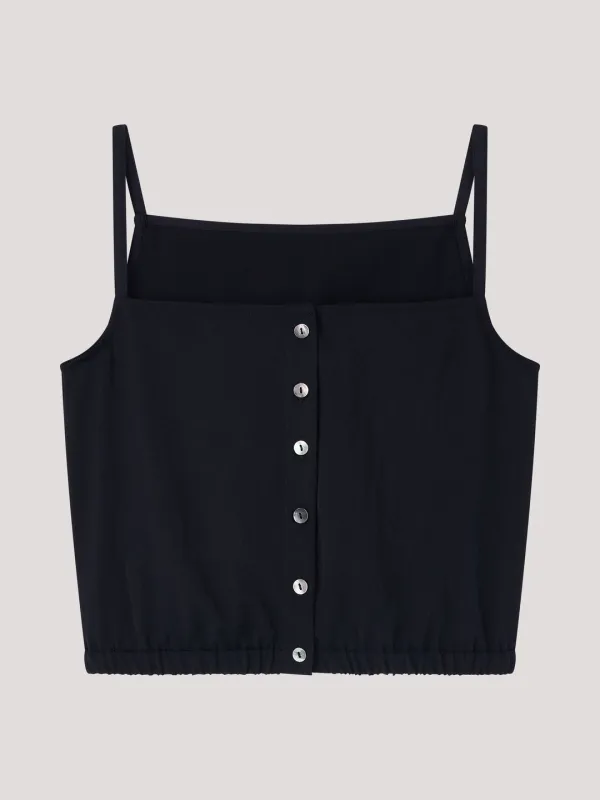 [4th] Button Sleeveless Blouse_Navy