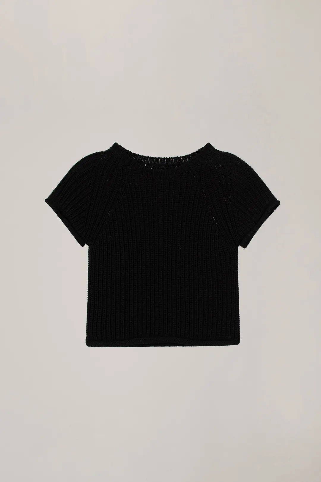 오버듀플레어 ROLLING CAP SLEEVE KNIT_BLACK 상품 이미지 1