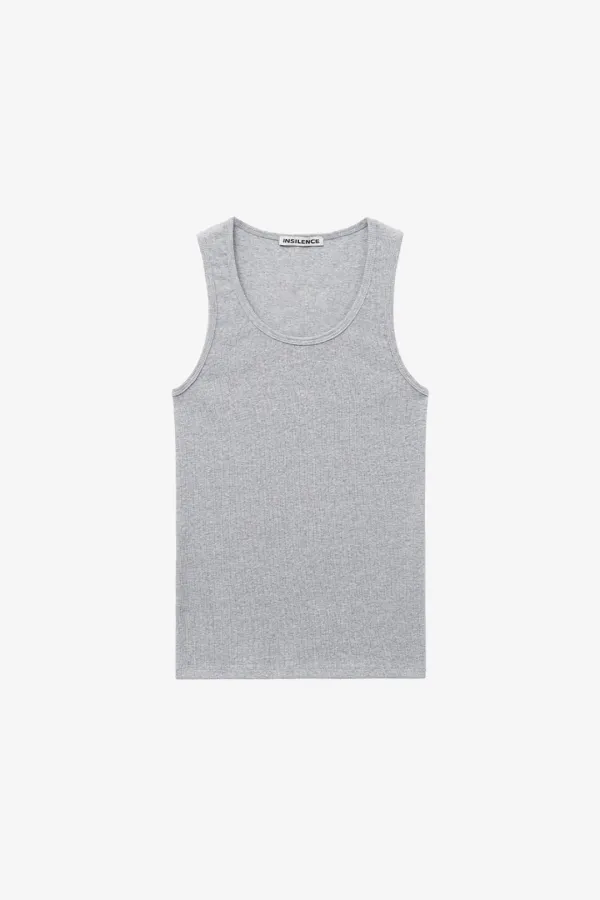 W 에센셜 U넥 슬리브리스 MELANGE GREY